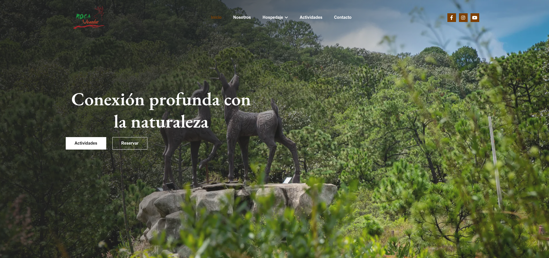 Página principal de Roca Venados con el buscador de disponibilidad.